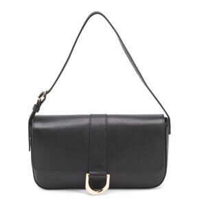 DIVINA FIRENZE Nero Made In Italy Leather Shoulder Bag With Round Hardware